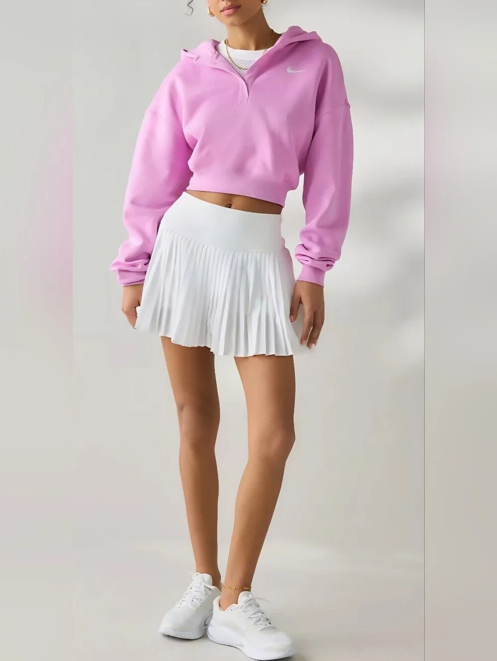NEW!!! NIKE Phoenix Fleece Cropped Oversized Henley Hoodie Sweatshirt